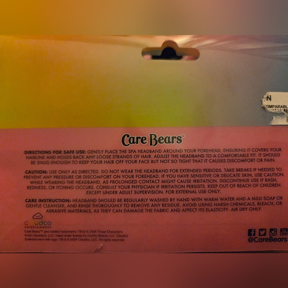 Care Bears Fuzzy Pink Spa Headband - Picture 4 of 4